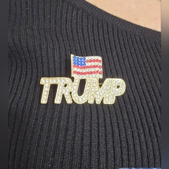 Nwt Trump brooch diamonds pin America patriotic usa flag - Picture 1 of 3